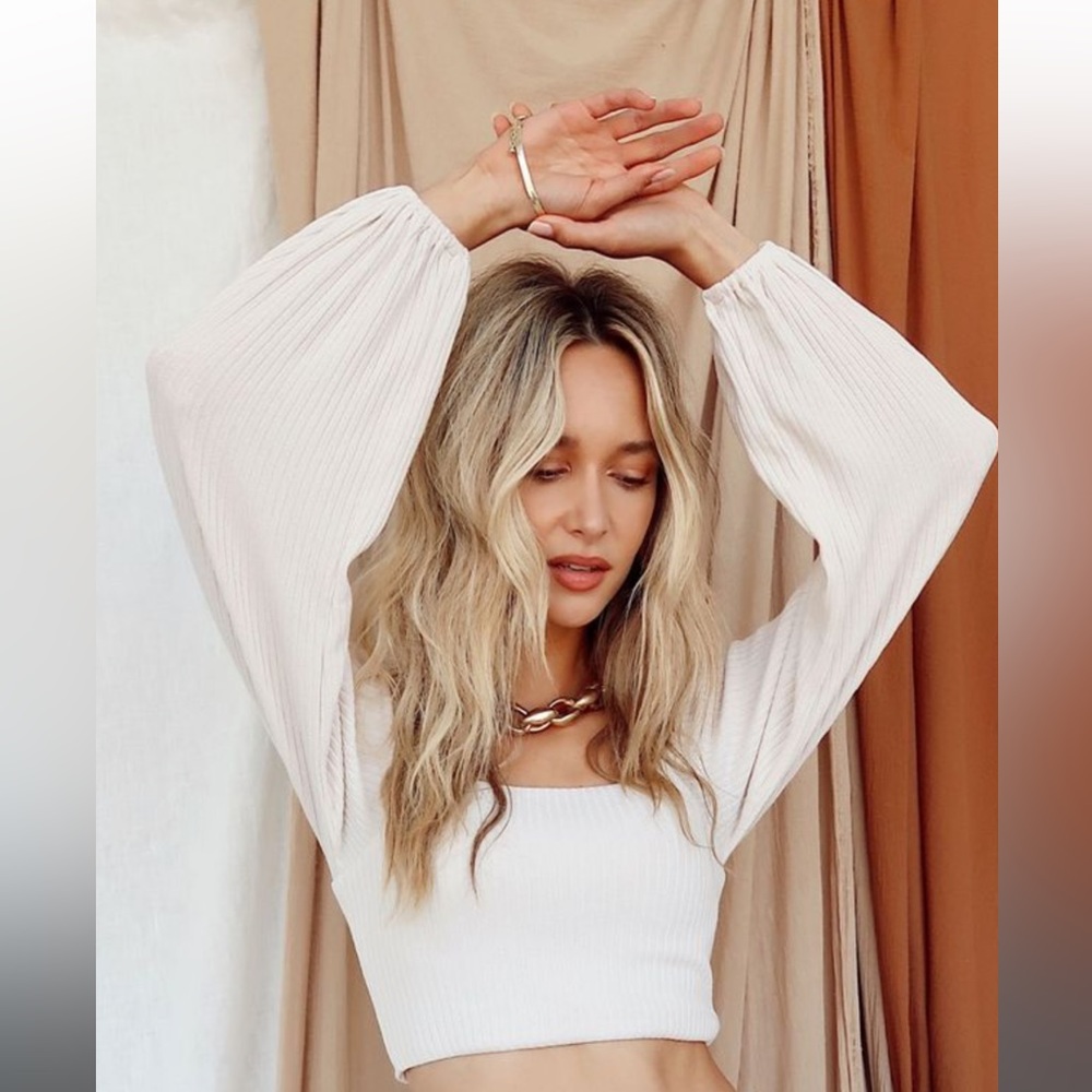 12th Tribe Staycation Cream Ribbed Top SIZE SMALL